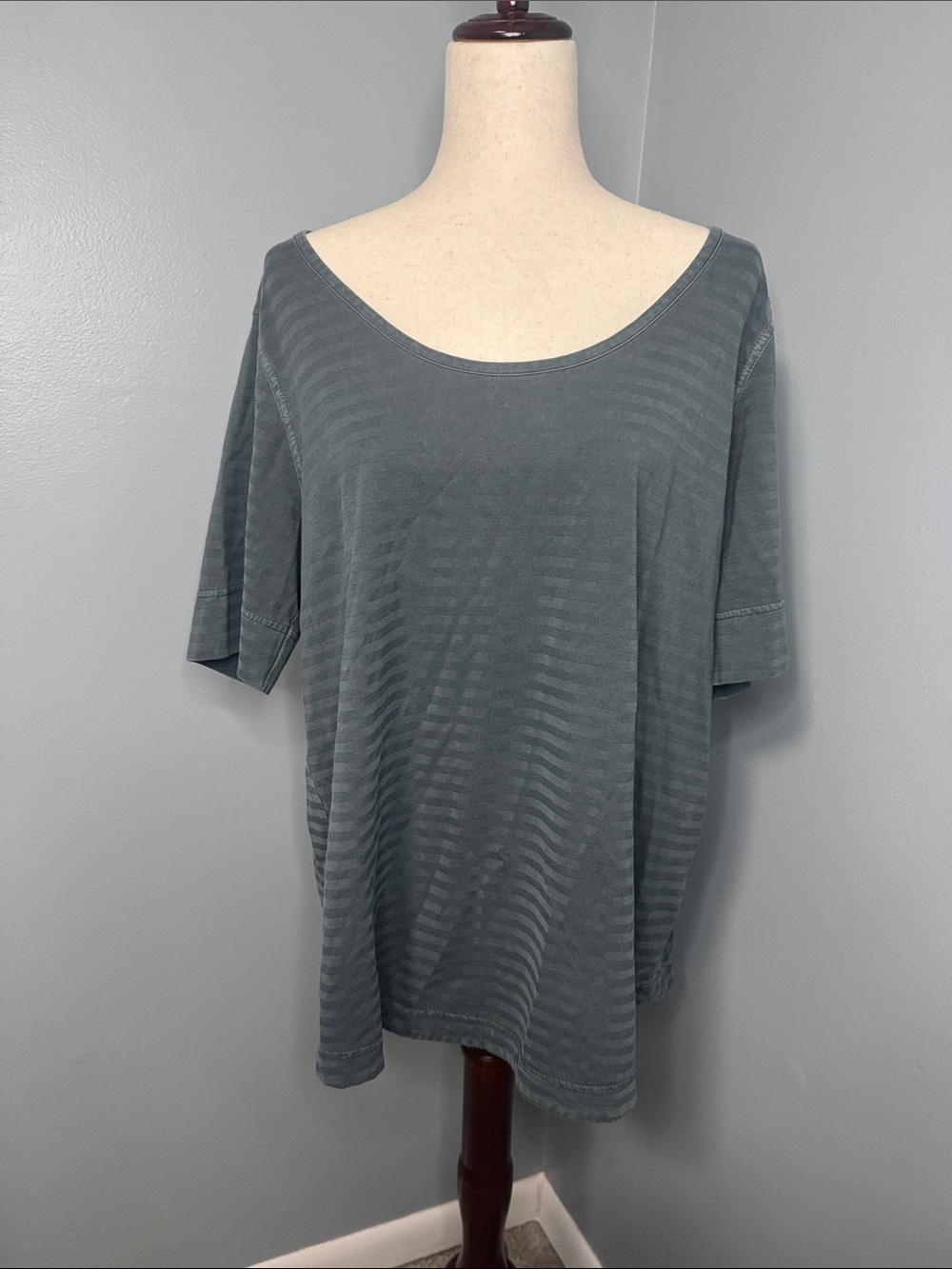 Woolrich Women’s Green/Teal Stripe Cotton Top Sz XL